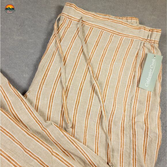 NWT Coldwater Creek Crop Pants Flex Copper Striped Drawstring Waist Women's 1X - Picture 4 of 12